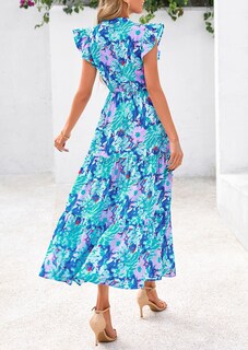 Foto 2 | Foto 2 | Vestido Midi Prettygarden 2025 Con Estampado Floral Con Cuello En V Y Volantes Para Mujer - Venta Internacional.