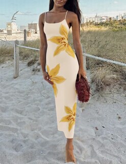 Foto 5 | Foto 5 | Vestido Largo Zesica Para Mujer, Estampado Floral, Tirantes Finos - Venta Internacional.