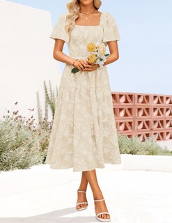 Foto 3 | Foto 3 | Vestido Zesica para Mujer Estilo Bohemio Floral Midi Albaricoque - Venta Internacional