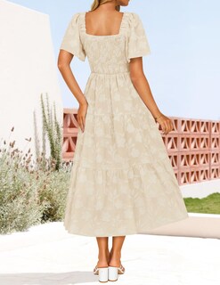 Foto 4 | Foto 4 | Vestido Zesica para Mujer Estilo Bohemio Floral Midi Albaricoque - Venta Internacional