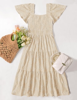Foto 7 | Foto 7 | Vestido Zesica para Mujer Estilo Bohemio Floral Midi Albaricoque - Venta Internacional