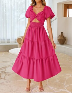 Foto 2 | Foto 2 | Vestido Zesica 2025 Para Mujer, Estilo Bohemio, Bordado, Vacaciones, Rosa, Talla S - Venta Internacional.