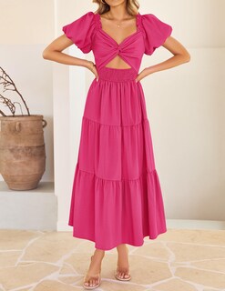 Foto 3 | Foto 3 | Vestido Zesica 2025 Para Mujer, Estilo Bohemio, Bordado, Vacaciones, Rosa, Talla S - Venta Internacional.