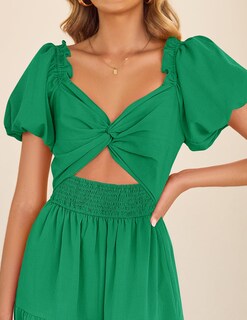 Foto 5 | Foto 5 | Vestido Zesica 2025 Para Mujer, Estilo Bohemio, Fruncido, Verde, De Vacaciones, Talla L - Venta Internacional.