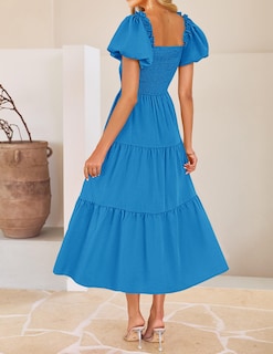 Foto 4 | Foto 4 | Vestido Zesica 2025 Para Mujer, Estilo Bohemio, Manga Corta, Color Cobalto - Venta Internacional.