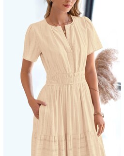 Foto 7 | Foto 7 | Vestido Casual Btfbm De Verano 2025 Con Cuello En V Y Manga Corta Con Bolsillos - Venta Internacional.