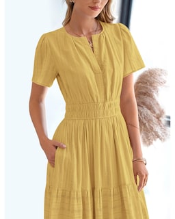Foto 7 | Foto 7 | Vestido Casual Btfbm Verano 2025 Con Cuello En V Y Cintura Elástica Para Mujer - Venta Internacional.