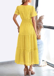 Foto 2 | Foto 2 | Vestido Largo Prettygarden 2025 De Verano Con Cuello En V Y Ojales Para Mujer - Venta Internacional.