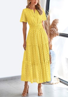Foto 4 | Foto 4 | Vestido Largo Prettygarden 2025 De Verano Con Cuello En V Y Ojales Para Mujer - Venta Internacional.