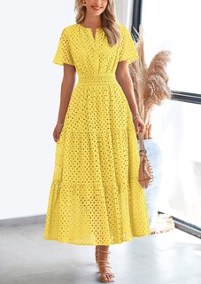 Foto 5 | Foto 5 | Vestido Largo Prettygarden 2025 De Verano Con Cuello En V Y Ojales Para Mujer - Venta Internacional.