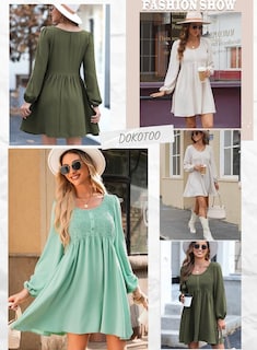 Foto 5 | Foto 5 | Vestido Dokotoo Fashion Spring De Manga Larga Con Cuello Redondo Para Mujer, Rosa - Venta Internacional.