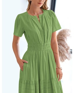 Foto 7 | Foto 7 | Vestido Casual Btfbm De Verano 2025 Con Cuello En V Y Manga Corta, Verde - Venta Internacional.