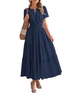 Foto 1 | Foto 1 | Vestido Casual Btfbm Para Mujer, Verano 2025, Cuello En V Y Cintura Elástica - Venta Internacional.