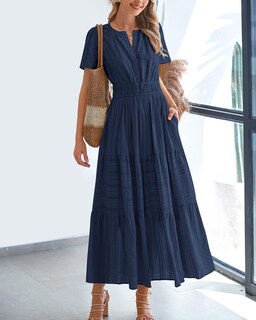 Foto 2 | Foto 2 | Vestido Casual Btfbm Para Mujer, Verano 2025, Cuello En V Y Cintura Elástica - Venta Internacional.