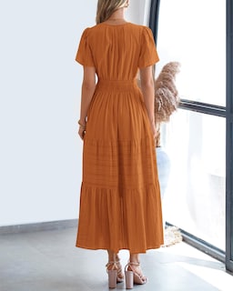Foto 3 | Foto 3 | Vestido Casual Btfbm Para Mujer, Verano 2025, Cuello En V, Maxi Con Bolsillos - Venta Internacional.