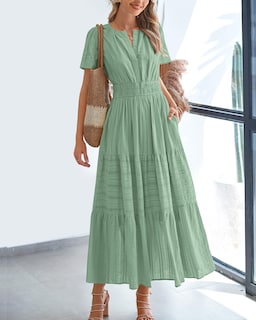 Foto 2 | Foto 2 | Vestido Casual Btfbm Para Mujer, Verano 2025, Cuello En V Y Cintura Elástica - Venta Internacional.