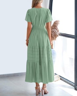 Foto 3 | Foto 3 | Vestido Casual Btfbm Para Mujer, Verano 2025, Cuello En V Y Cintura Elástica - Venta Internacional.
