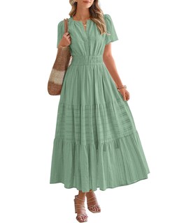 Foto 1 | Foto 1 | Vestido Casual Btfbm Para Mujer, Verano 2025, Cuello En V, Maxi Con Bolsillos - Venta Internacional.