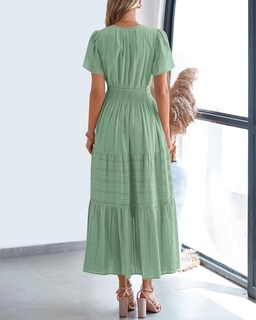 Foto 3 | Foto 3 | Vestido Casual Btfbm Para Mujer, Verano 2025, Cuello En V, Maxi Con Bolsillos - Venta Internacional.