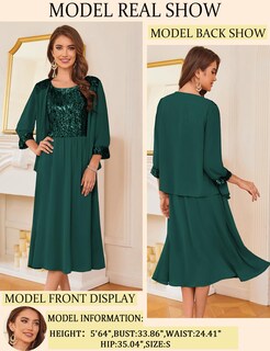 Foto 4 | Foto 4 | Vestido De Lentejuelas Grace Karin Para Mujeres De Mediana Edad Verde Oscuro M - Venta Internacional.
