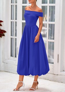 Foto 7 | Foto 7 | Vestido Prettygarden Para Mujer, De Verano, Con Hombros Descubiertos, Línea A, Azul - Venta Internacional.