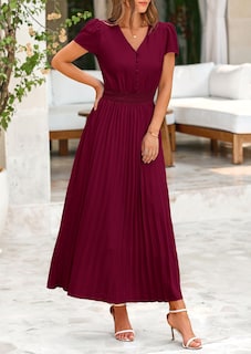 Foto 6 | Foto 6 | Vestido Largo Prettygarden Para Mujer, Cuello En V, Volantes Y Manga Corta - Venta Internacional.