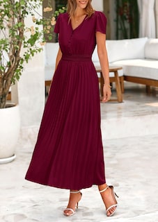 Foto 7 | Foto 7 | Vestido Largo Prettygarden Para Mujer, Cuello En V, Volantes Y Manga Corta - Venta Internacional.