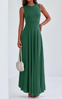 Foto 2 | Foto 2 | Vestido Prettygarden Para Mujer, Primavera 2025, Sin Mangas, Maxi, Verde Oscuro - Venta Internacional.