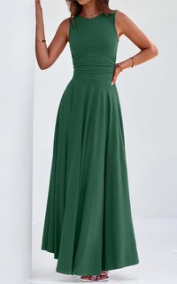 Foto 3 | Foto 3 | Vestido Prettygarden Para Mujer, Primavera 2025, Sin Mangas, Maxi, Verde Oscuro - Venta Internacional.