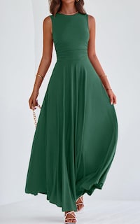 Foto 4 | Foto 4 | Vestido Prettygarden Para Mujer, Primavera 2025, Sin Mangas, Maxi, Verde Oscuro - Venta Internacional.