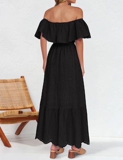 Foto 3 | Foto 3 | Vestido Zesica 2025, De Verano, Con Hombros Descubiertos, Bordado Con Volantes, Negro - Venta Internacional.
