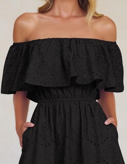 Foto 5 | Foto 5 | Vestido Zesica 2025, De Verano, Con Hombros Descubiertos, Bordado Con Volantes, Negro - Venta Internacional.