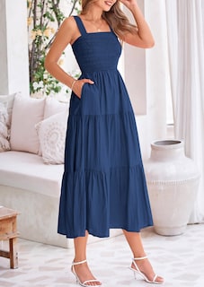 Foto 7 | Foto 7 | Vestido Prettygarden Para Mujer, A Media Pierna, Color Azul Oscuro, Talla Xxl - Venta Internacional.