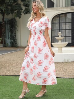 Foto 4 | Foto 4 | Vestido Largo Anrabess De Verano Con Cuello En V Y Estampado Floral De Chifón Para Mujer - Venta Internacional.