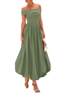 Foto 1 | Foto 1 | Vestido Prettygarden Para Mujer, De Verano, Con Hombros Descubiertos, Línea A, Verde - Venta Internacional.