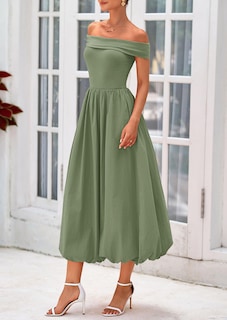 Foto 7 | Foto 7 | Vestido Prettygarden Para Mujer, De Verano, Con Hombros Descubiertos, Línea A, Verde - Venta Internacional.