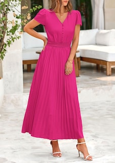 Foto 6 | Foto 6 | Vestido Largo Prettygarden Para Mujer, Cuello En V, Manga Corta Con Volantes, Verano - Venta Internacional.
