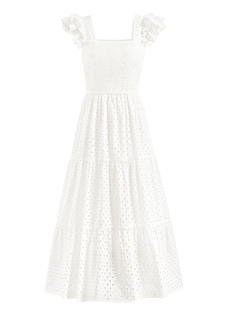 Foto 1 | Foto 1 | Vestido Largo Prettygarden Para Mujer Con Cuello Cuadrado Y Ojales, Color Blanco, Xxl - Venta Internacional.