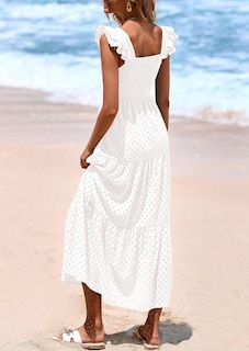 Foto 2 | Foto 2 | Vestido Largo Prettygarden Para Mujer Con Cuello Cuadrado Y Ojales, Color Blanco, Xxl - Venta Internacional.