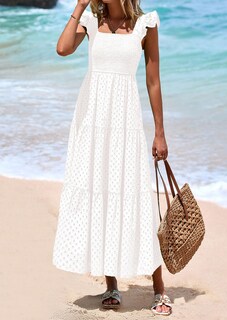 Foto 7 | Foto 7 | Vestido Largo Prettygarden Para Mujer Con Cuello Cuadrado Y Ojales, Color Blanco, Xxl - Venta Internacional.