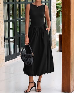 Foto 2 | Foto 2 | Vestido Btfbm Para Mujer 2025, Casual, Sin Mangas, Midi, Negro - Venta Internacional.