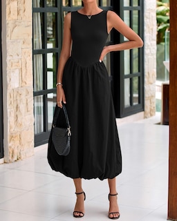 Foto 7 | Foto 7 | Vestido Btfbm Para Mujer 2025, Casual, Sin Mangas, Midi, Negro - Venta Internacional.