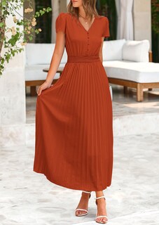 Foto 4 | Foto 4 | Vestido Largo Prettygarden Para Verano De 2025, Casual, Cuello En V, Con Volantes - Venta Internacional.