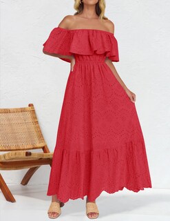 Foto 2 | Foto 2 | Vestido Zesica A Media Pierna Con Volantes Y Hombros Descubiertos Para Verano 2025 - Venta Internacional.