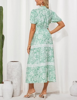 Foto 3 | Foto 3 | Vestido Grace Karin Para Mujer, Estampado Floral Fluido, Línea A, Verde Xxl - Venta Internacional.