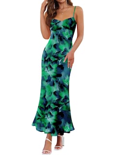 Foto 1 | Foto 1 | Vestido Largo Zesica Con Estampado Floral Y Tirantes Finos, Verde - Venta Internacional.