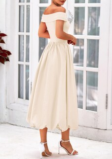 Foto 2 | Foto 2 | Vestido Prettygarden Para Mujer, De Verano, Con Hombros Descubiertos, Línea A, Beige - Venta Internacional.