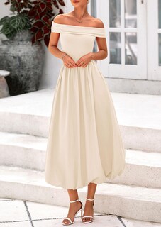 Foto 3 | Foto 3 | Vestido Prettygarden Para Mujer, De Verano, Con Hombros Descubiertos, Línea A, Beige - Venta Internacional.