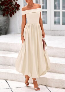 Foto 4 | Foto 4 | Vestido Prettygarden Para Mujer, De Verano, Con Hombros Descubiertos, Línea A, Beige - Venta Internacional.