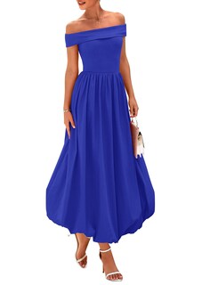 Foto 1 | Foto 1 | Vestido Prettygarden Para Mujer, De Verano, Con Hombros Descubiertos, Azul Real - Venta Internacional.